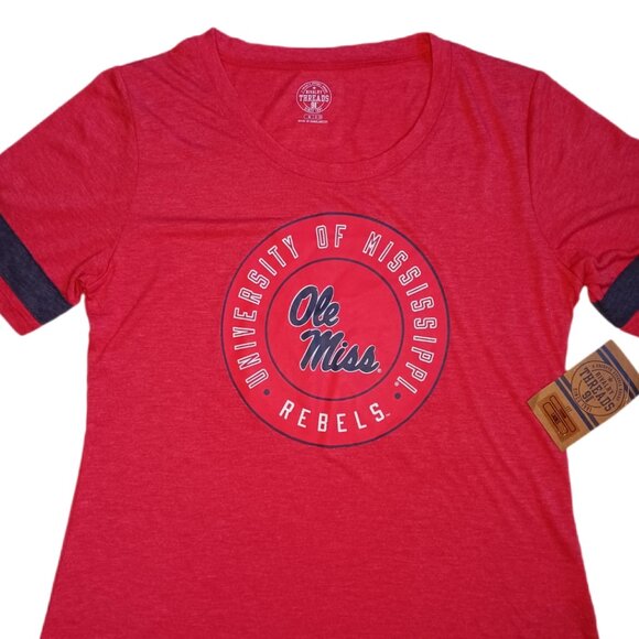 Ole Miss Rebels Womens Medium T Shirt Red Short Sleeve NCAA UM Football Ladies M - Picture 1 of 6